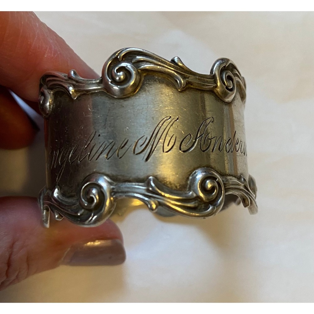 Antique Sterling National Silver Co Napkin Ring Engraved Evangeline - Picture 2 of 7